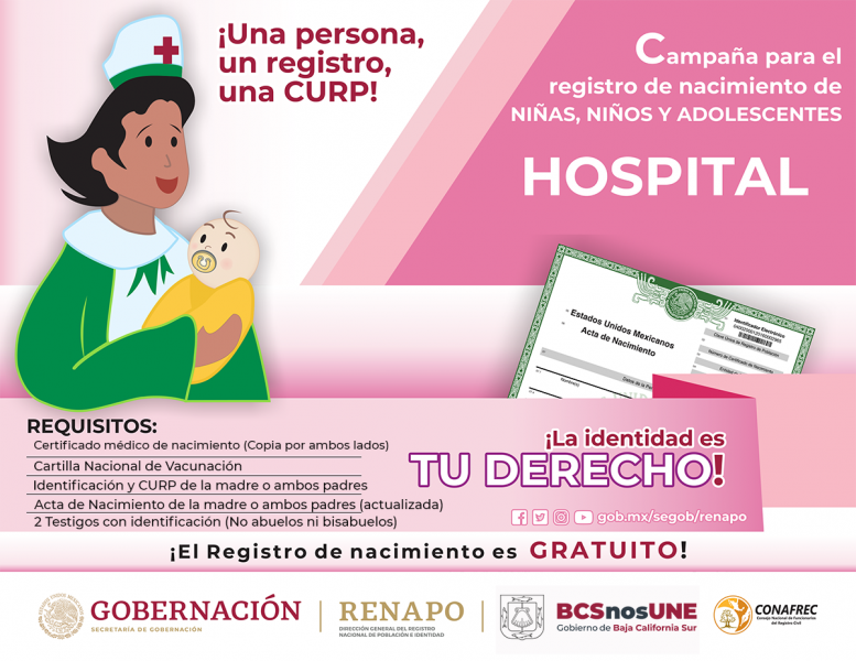 Módulos del Registro Civil en Hospitales Registro Civil del Estado de Baja California Sur